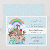 Invitation au Baby shower d'arche de Blue Noah (Devant / Derrière)