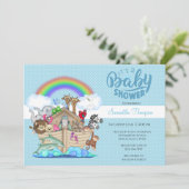 Invitation au Baby shower d'arche de Blue Noah (Debout devant)