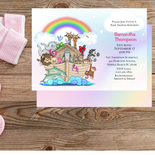 Invitation au Baby shower d'arche de la fille Noah