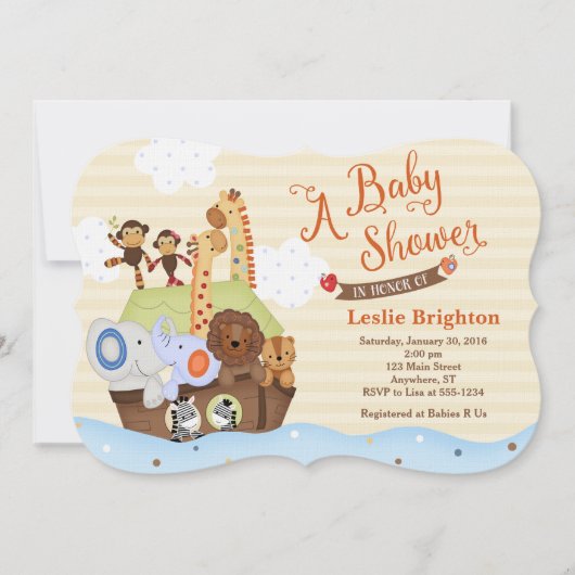Invitation au Baby shower d'arche SS Noah/Noah (Devant)