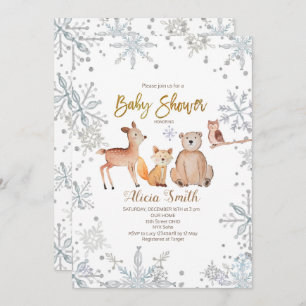 Invitation au Baby shower d'argent du Woodland d'h