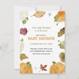 Invitation au Baby shower d'automne Citrouille