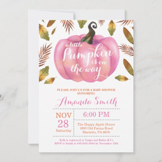 Invitation au Baby shower d'automne de la Citrouil (Devant)