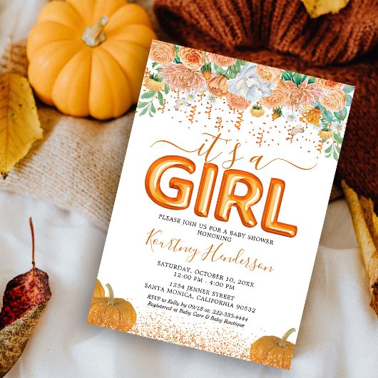 Invitation au Baby shower d'automne de la Citrouil