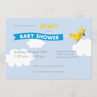 Invitation au Baby shower d'avion