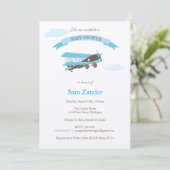 Invitation au Baby shower d'avion - Bleu et Brown (Debout devant)
