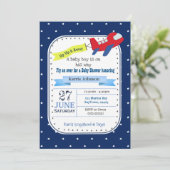 Invitation au Baby shower d'avion Rouge et Navy Bl (Debout devant)