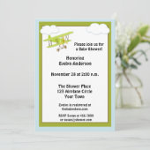 Invitation au Baby shower d'avion vert (Debout devant)
