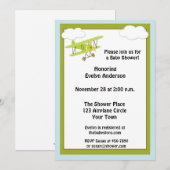Invitation au Baby shower d'avion vert (Devant / Derrière)