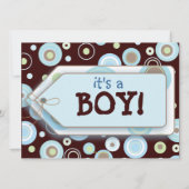 Invitation au Baby shower de baguette à points ble (Dos)