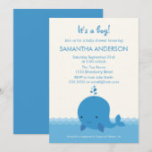 Invitation au Baby shower de baleine moderne - Gar (Devant / Derrière)