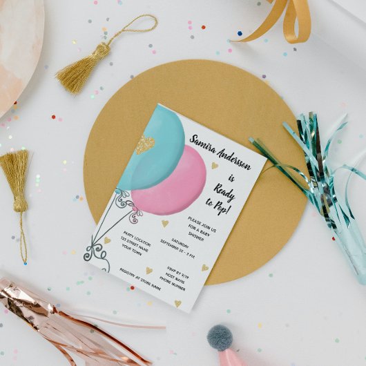 Invitation au Baby shower de ballon