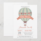 Invitation au Baby shower de ballon à air chaud (Devant / Derrière)