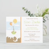 Invitation au Baby shower de ballon Monogramme (Debout devant)