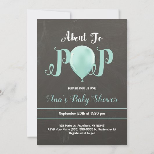 Invitation au Baby shower de ballon pop | Mention (Devant)
