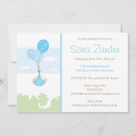Invitation au Baby shower de ballons Monogrammes - (Devant)