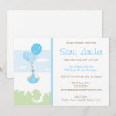 Invitation au Baby shower de ballons Monogrammes - (Devant / Derrière)