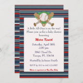 Invitation au baby shower de base-ball All Star (Devant / Derrière)