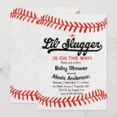 Invitation au Baby shower de baseball Little Slugg (Devant / Derrière)