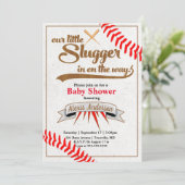 Invitation au Baby shower de baseball Little Slugg (Debout devant)