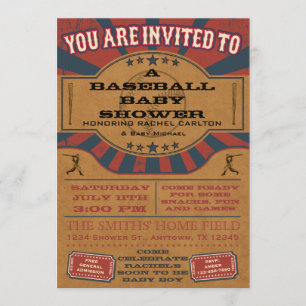 Invitation au Baby shower de baseball Vintage