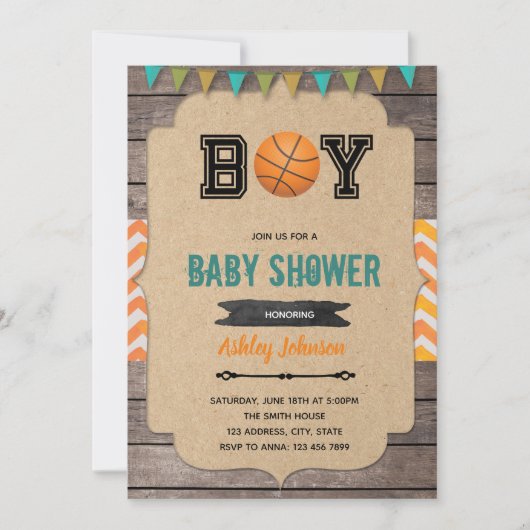 Invitation au baby shower de basket-ball (Devant)