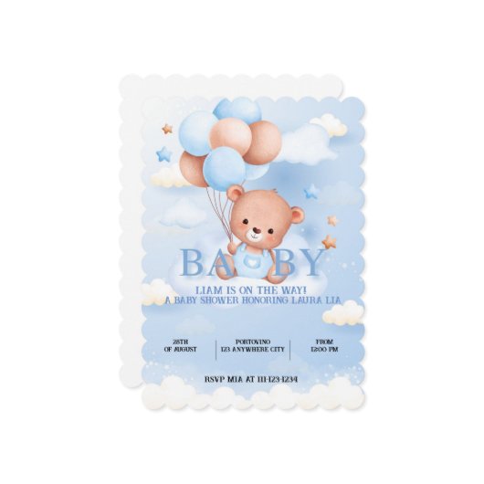 INVITATION AU BABY SHOWER DE BÉBÉ (Devant/Arrière en situation)