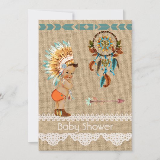 Invitation au Baby shower de bébé autochtone améri (Devant)
