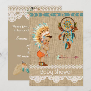 Invitation au Baby shower de bébé autochtone améri