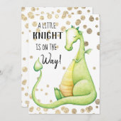 ~ Invitation au Baby shower de bébé Dragon Vert (Devant / Derrière)
