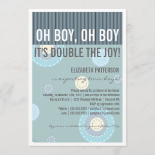 Invitation au Baby shower de bébé Twin de Modern M
