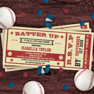 Invitation au Baby shower de billets de base-ball 