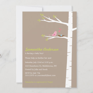 Invitation au Baby shower de Birch Birch moderne -