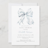 Invitation au Baby shower de Bleu Bow (Devant)