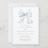 Invitation au Baby shower de Bleu Bow (Devant)
