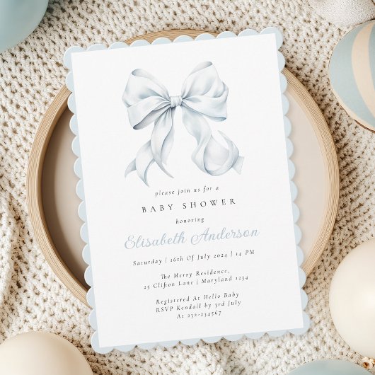 Invitation au Baby shower de Bleu Bow