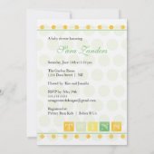 Invitation au Baby shower de blocs verts et jaunes (Dos)