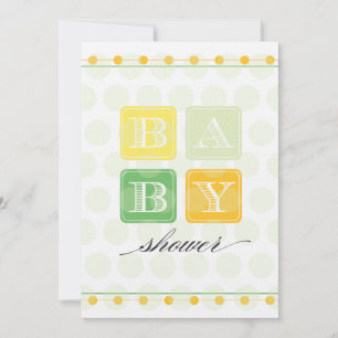 Invitation au Baby shower de blocs verts et jaunes