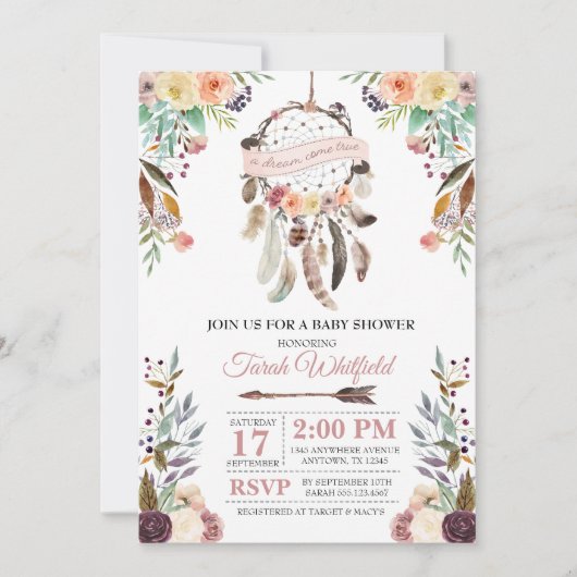 Invitation au Baby shower de Boho Dream Catcher (Devant)