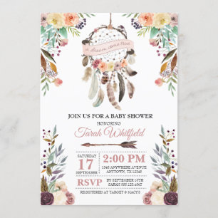 Invitation au Baby shower de Boho Dream Catcher