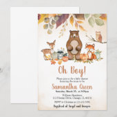 Invitation au Baby shower de bois d'automne (Devant / Derrière)