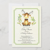 Invitation au Baby shower de bois mou Moose (Devant)