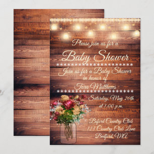 Invitation au Baby shower de bois neutre