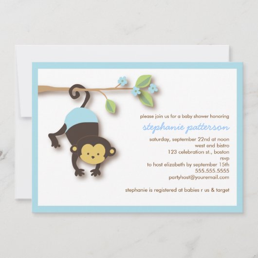 Invitation au Baby shower de bonbons de singe mode (Devant)