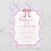 Invitation au Baby shower de boue rose Rose (Devant / Derrière)