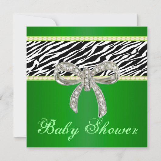 Invitation au Baby shower de Bow Diamond Zebra Ver (Devant)