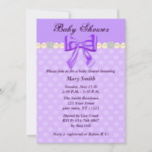 Invitation au Baby shower de Bow Pois pourpre