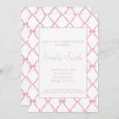 Invitation au Baby shower de Bow rose (Devant / Derrière)