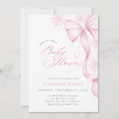 Invitation au Baby shower de Bow rose d'hiver (Devant)