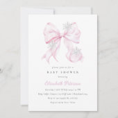 Invitation au Baby shower de Bow rose d'hiver (Devant)